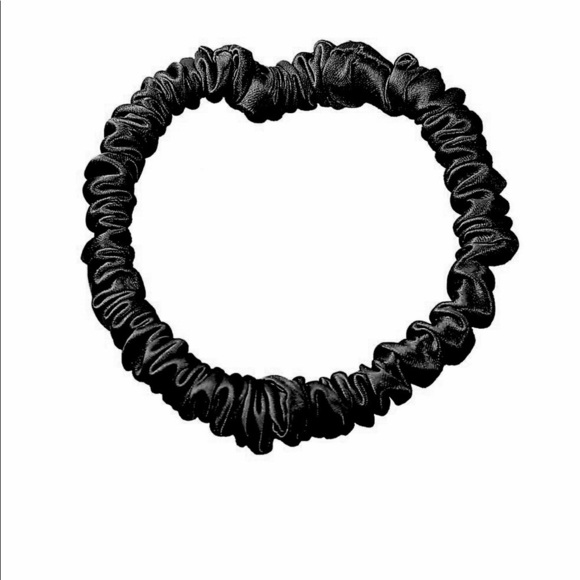 Set of 3 Sky black silk Skinny Scrunchies, 100% pure mulberry silk - Picture 2 of 3